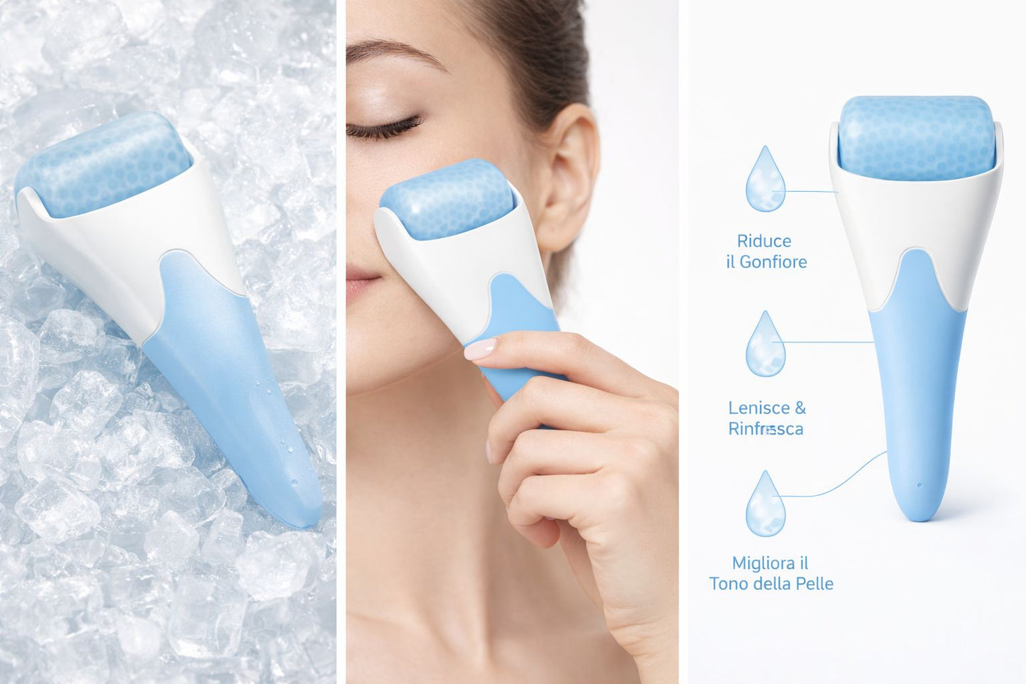 Ice Roller Viso Rinfrescante - Effetto ghiaccio tonificante, sgonfia e rilassa la pelle